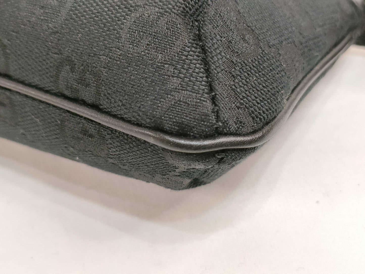 GUCCI GG Canvas Leather Pouch with Charm 152508 Black