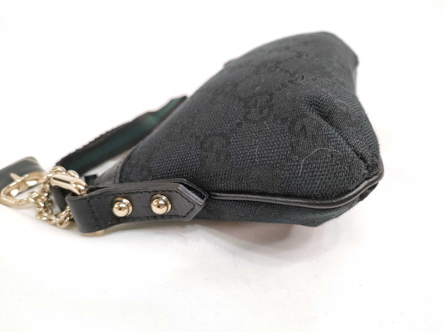 GUCCI GG Canvas Leather Pouch with Charm 152508 Black