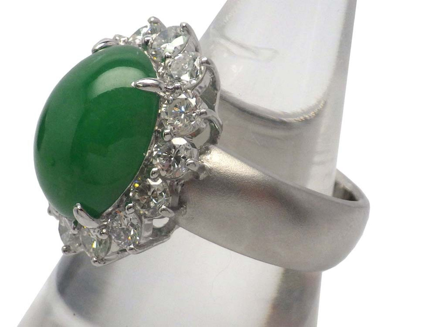 Jadeite 6.05ct D1.47ct PT900 15.2g Ring
