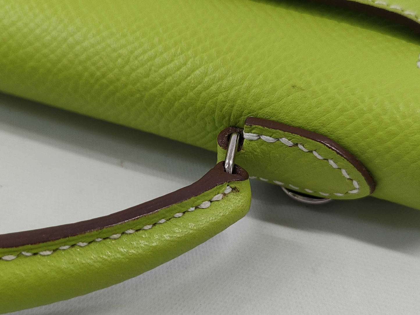 HERMES Tiny Kelly Epsom Leather Cui Stainless Steel Shoulder Bag with O Stamp