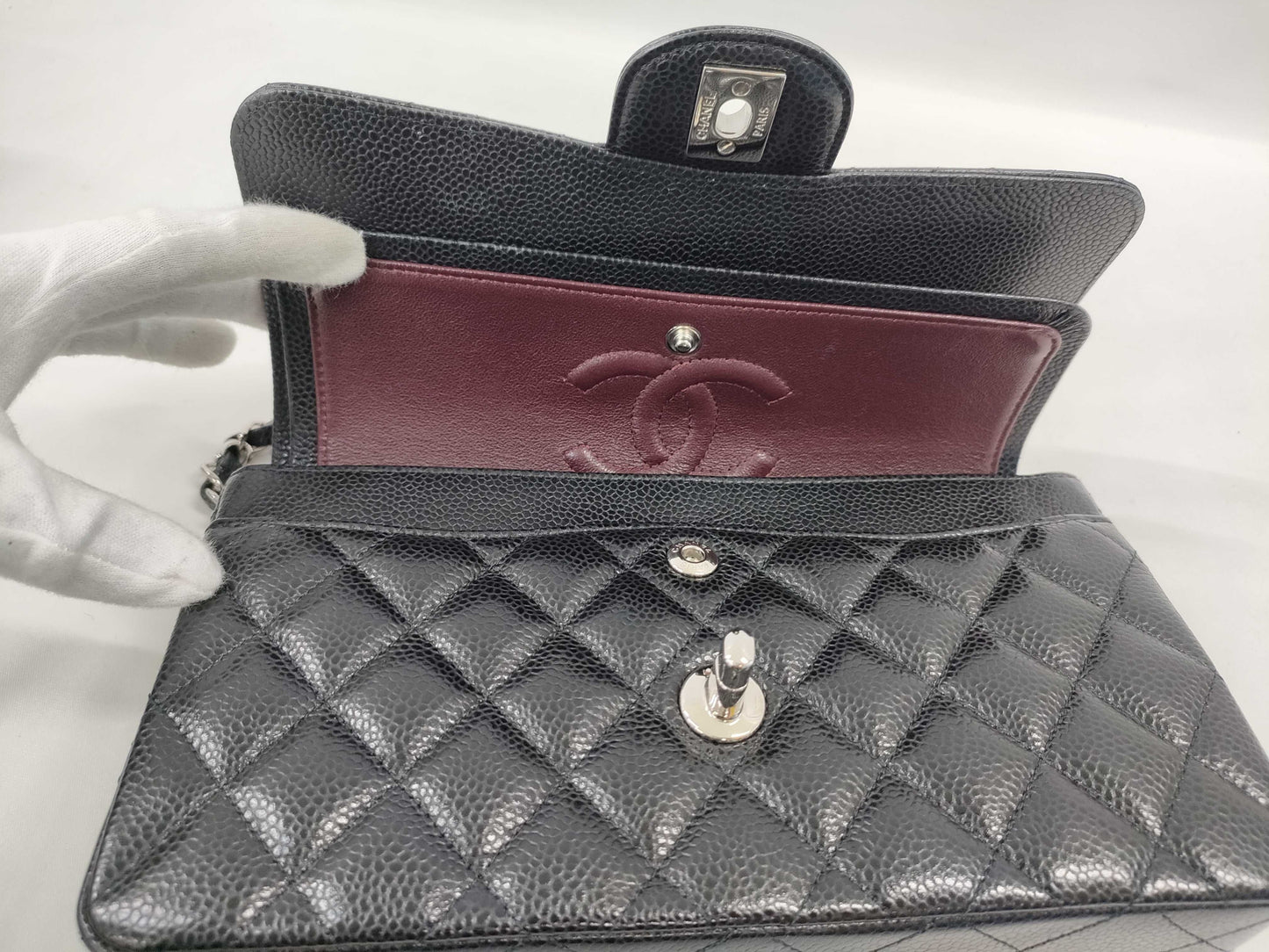 CHANEL Double Flap Caviar Black SS Shoulder Bag