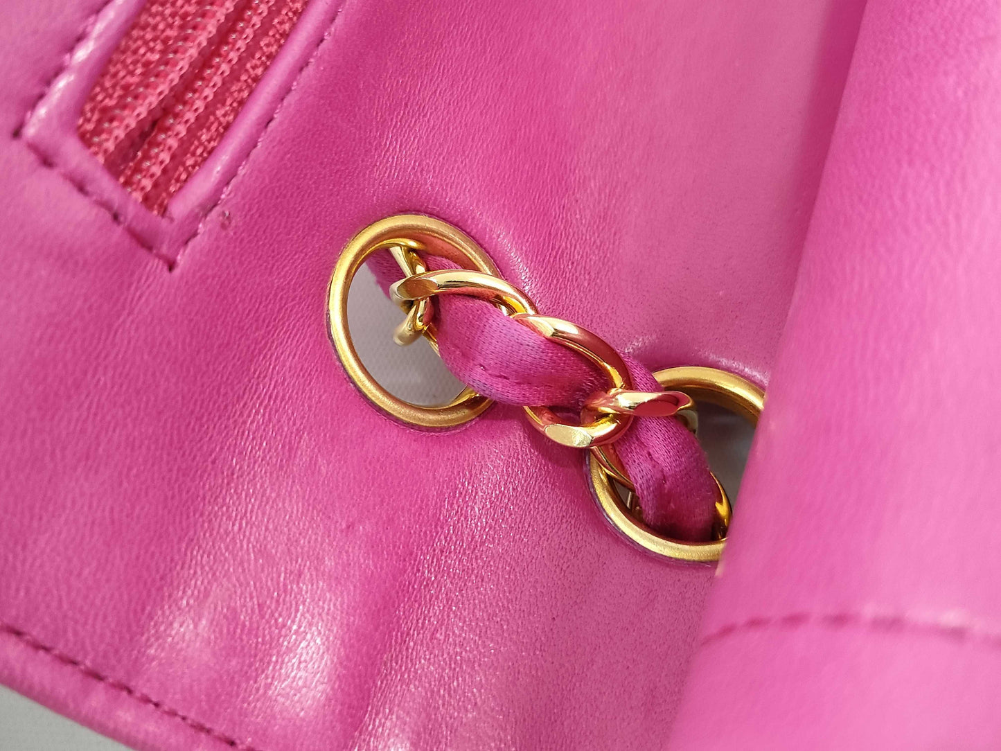 CHANEL Double Flap Satin Pink GP Shoulder Bag