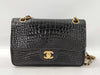 CHANEL Double Flap Crocodile Black GP Shoulder Bag