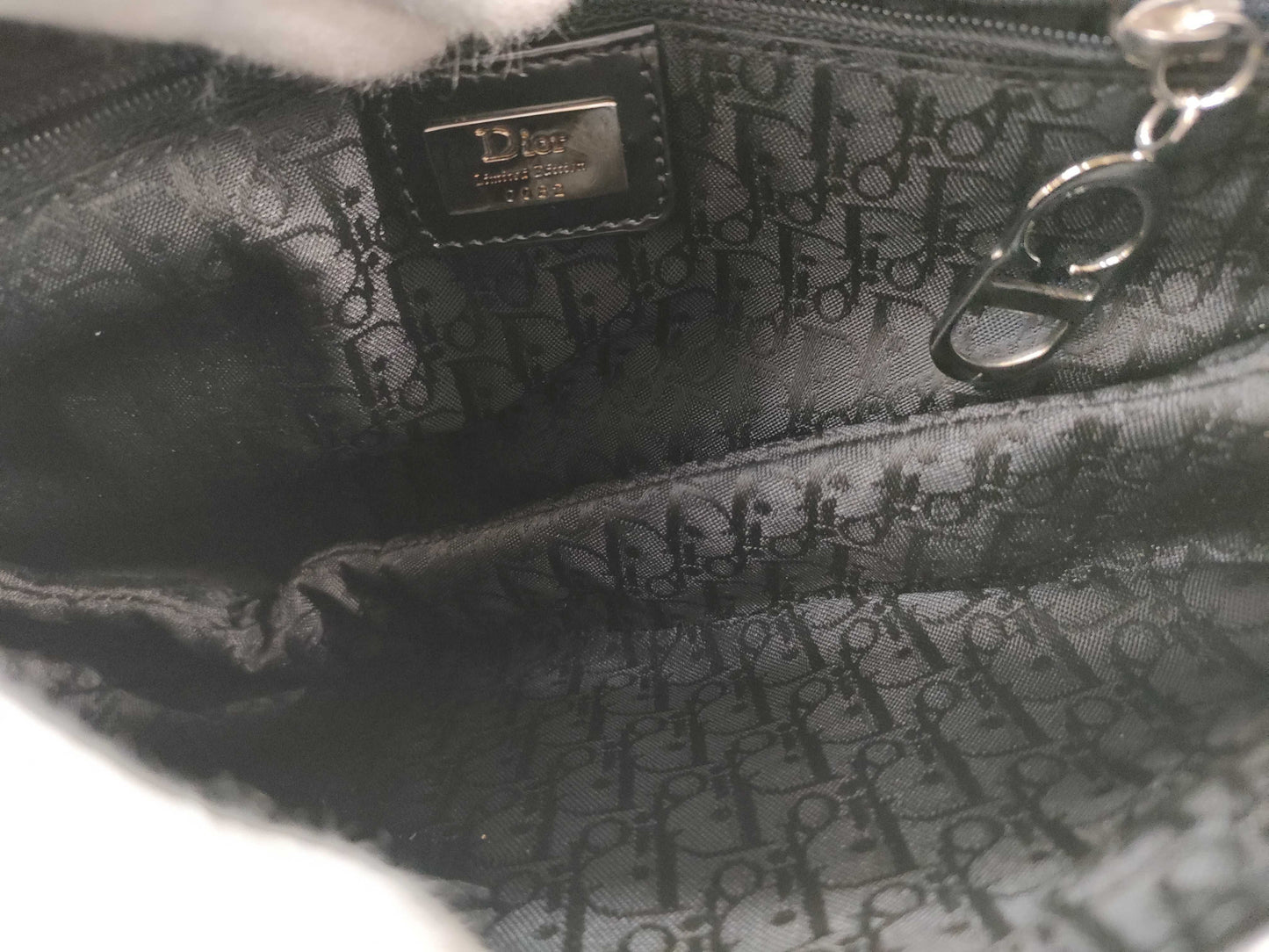 Dior Saddle Bag Sequin Satin Black White SS Handbag