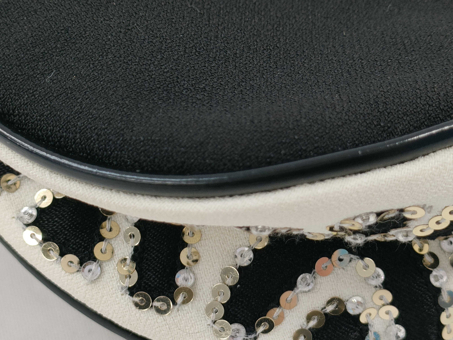 Dior Saddle Bag Sequin Satin Black White SS Handbag