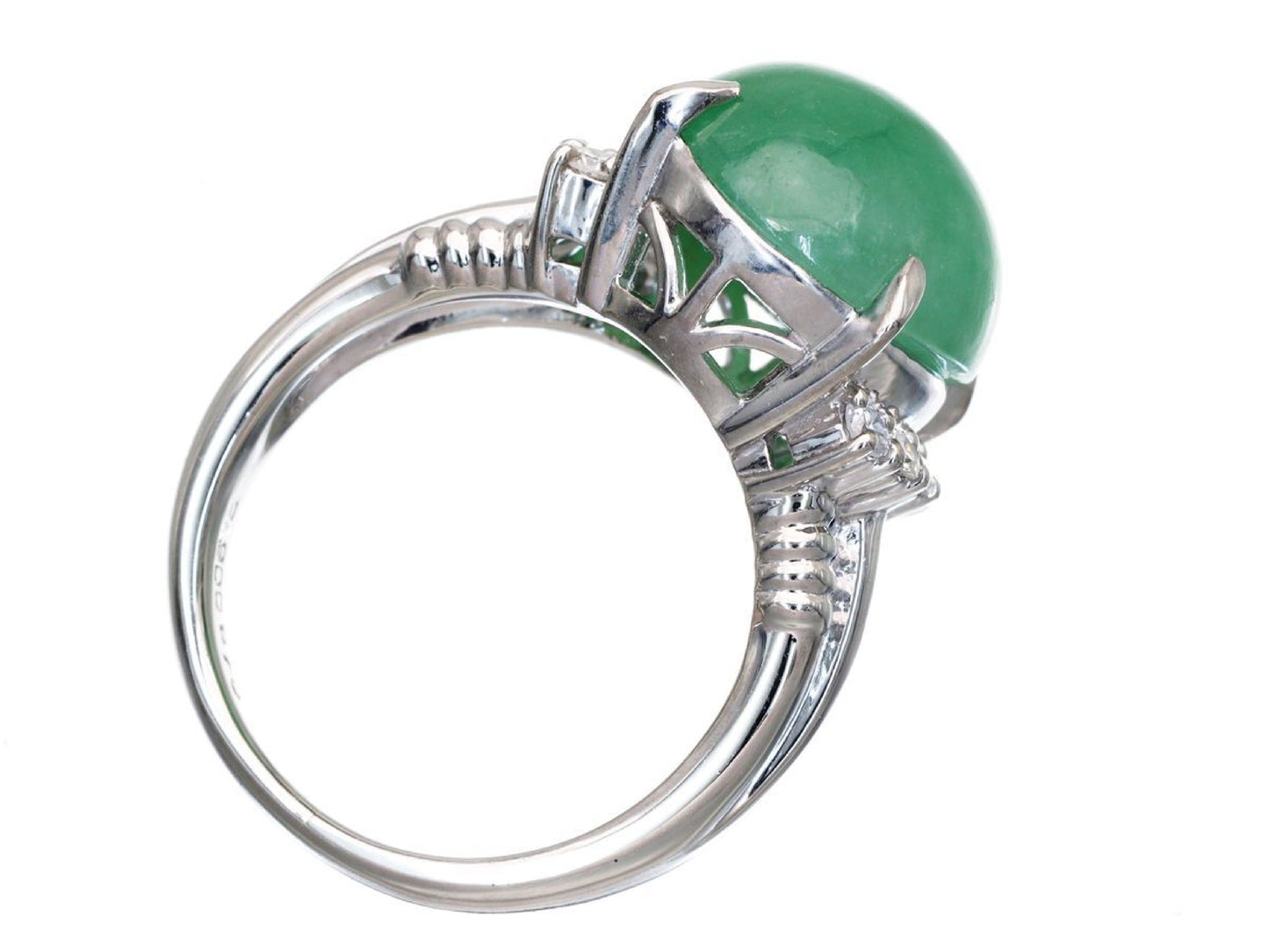 Jade 8.70ct D0.23ct Pt900 10.6g Ring
