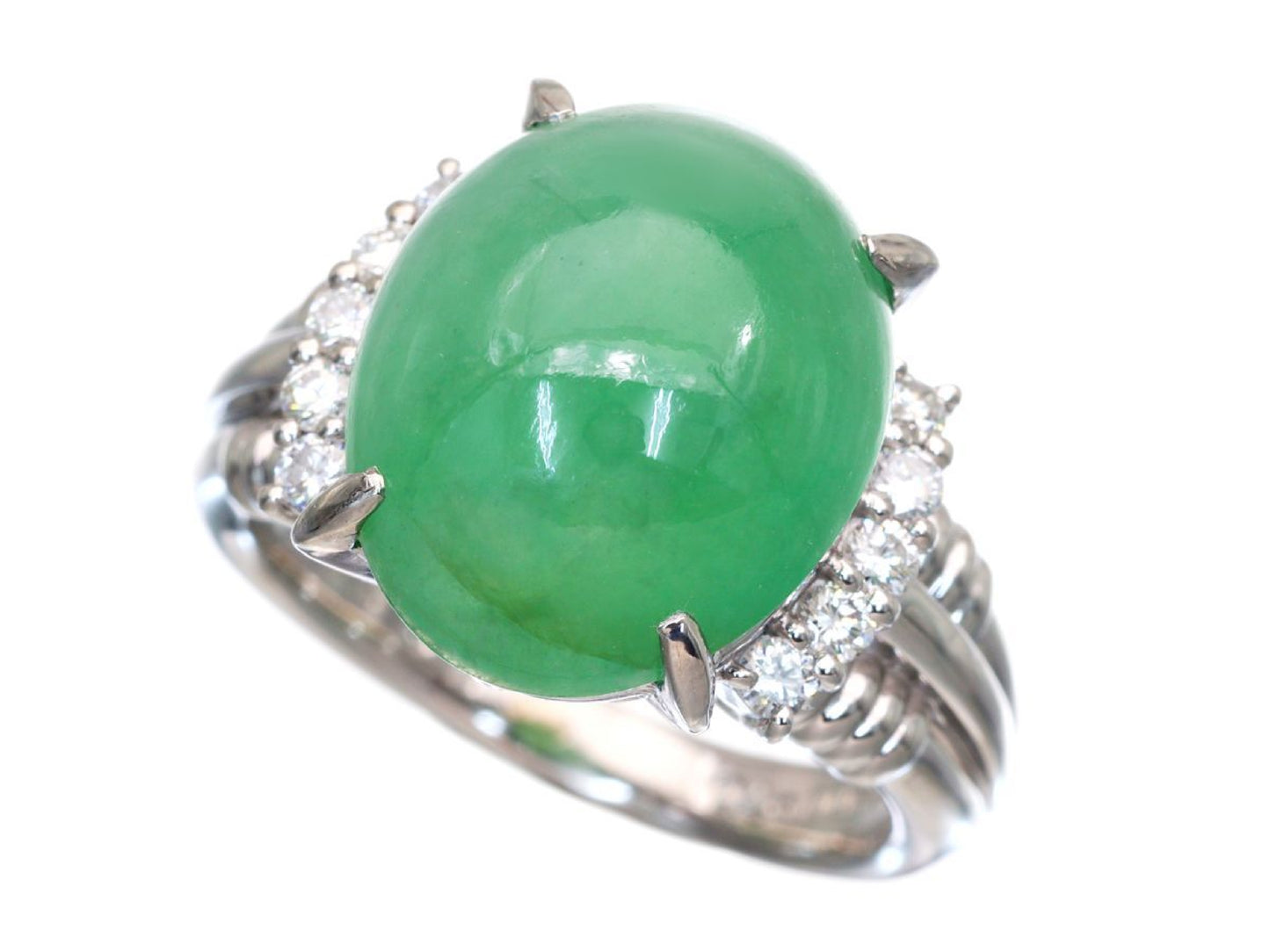 Jade 8.70ct D0.23ct Pt900 10.6g Ring