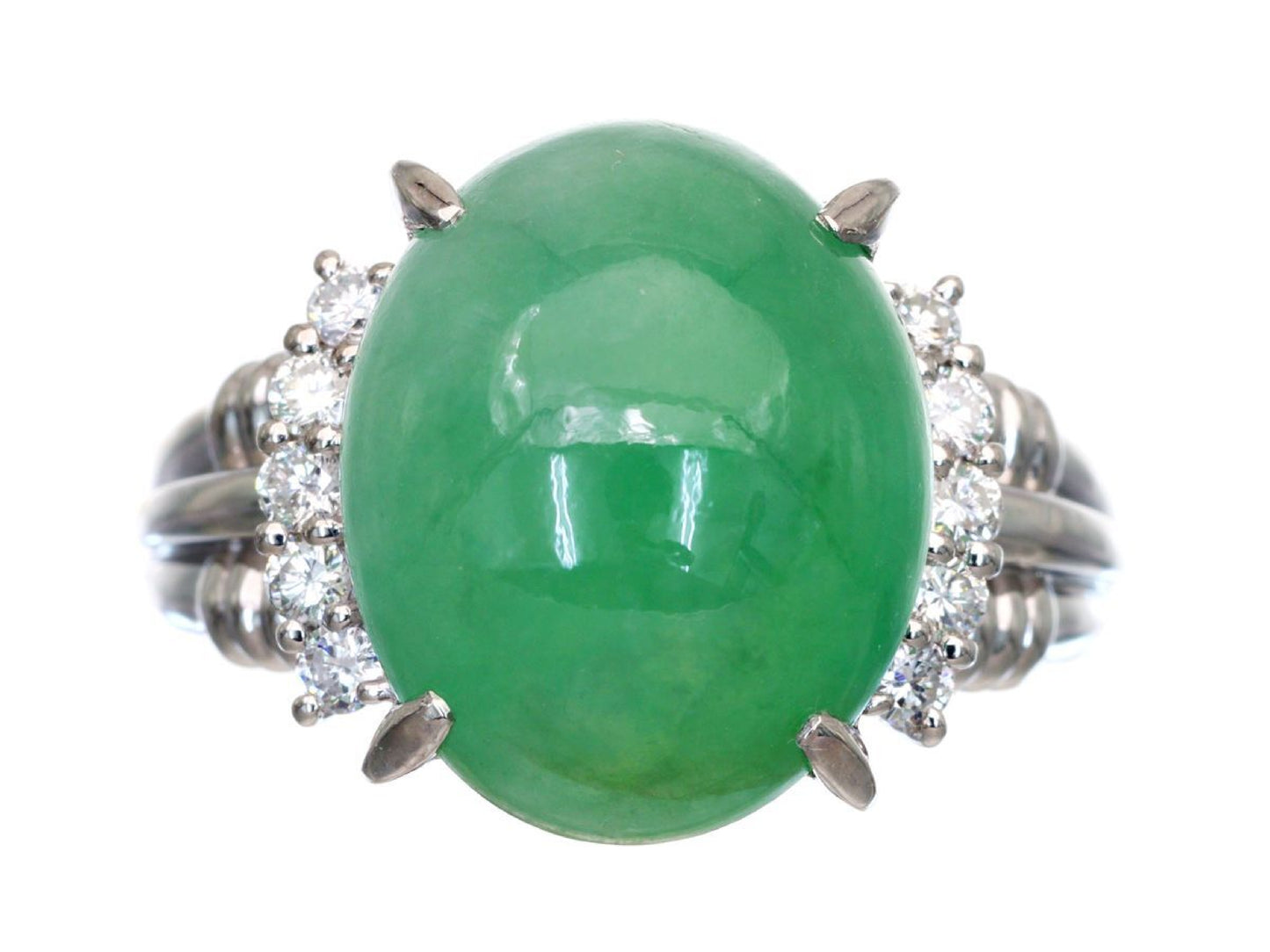 Jade 8.70ct D0.23ct Pt900 10.6g Ring