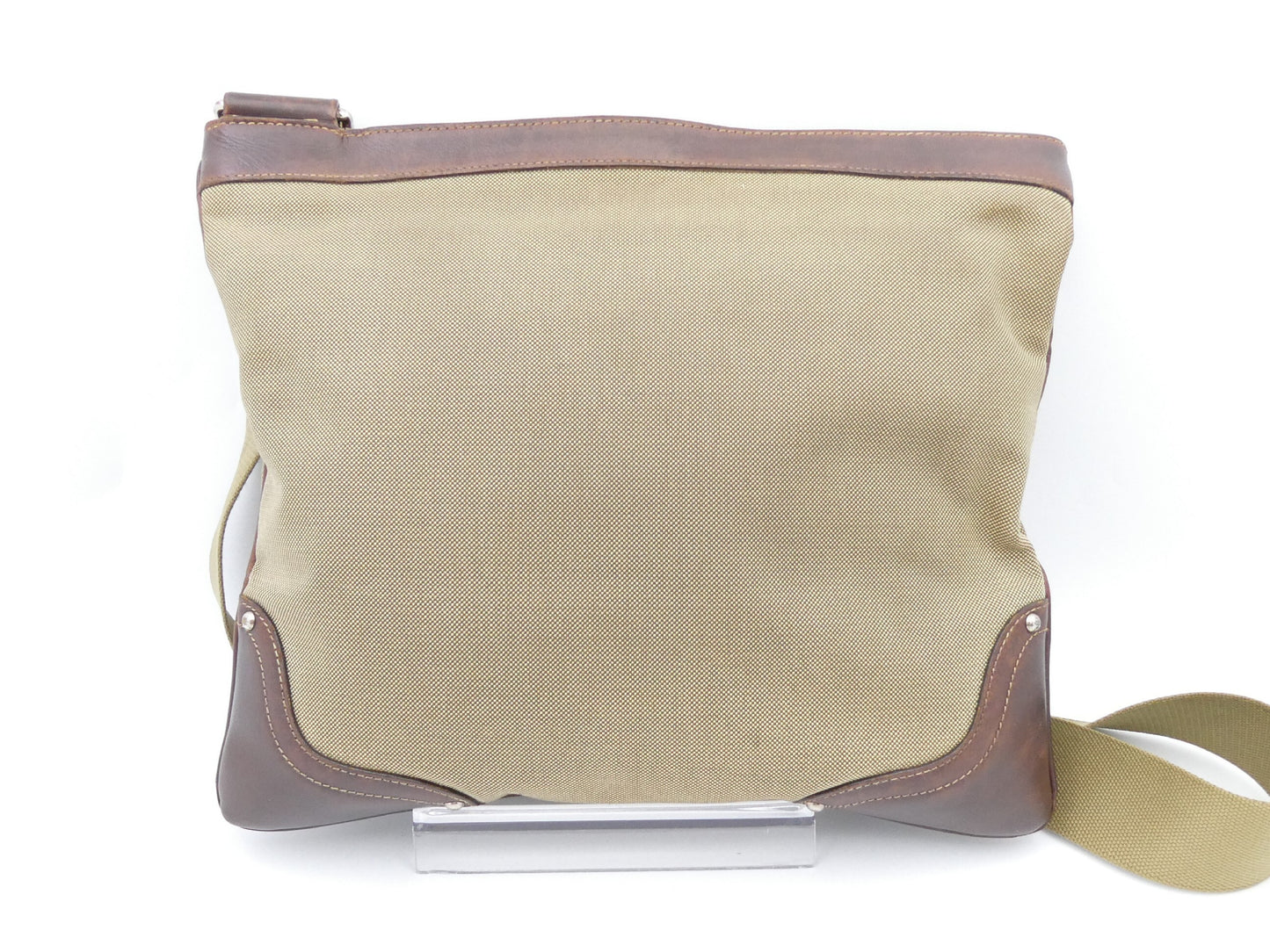 PRADA Logo Jacquard Canvas and Leather Shoulder Bag