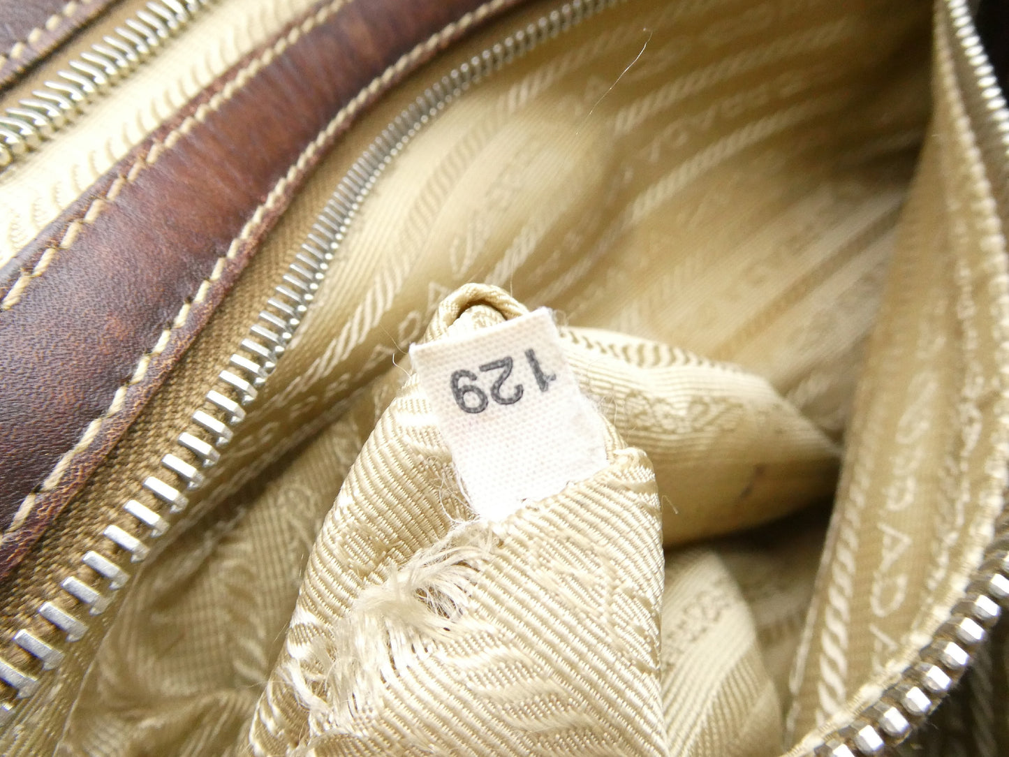 PRADA Logo Jacquard Canvas and Leather Shoulder Bag