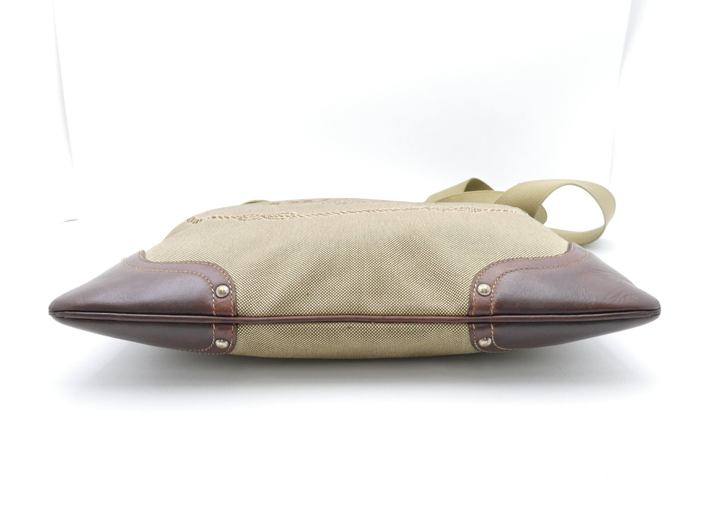 PRADA Logo Jacquard Canvas and Leather Shoulder Bag