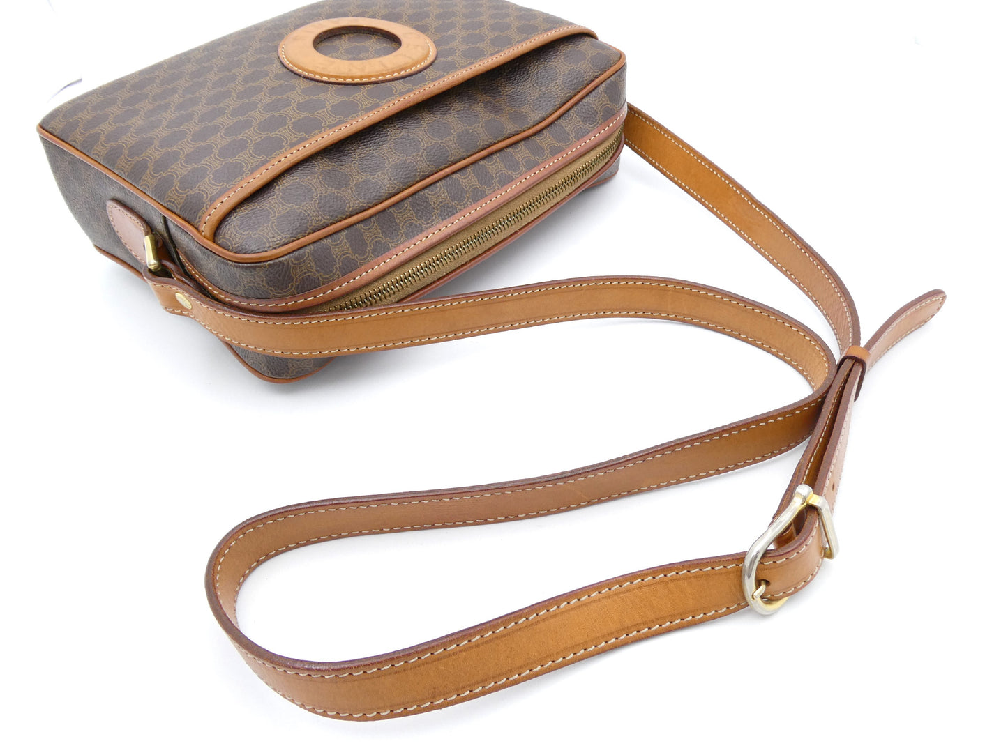 CELINE Circle Logo Macadam PVC Leather Shoulder Bag