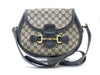 GUCCI Horsebit Hardware GG Canvas Leather Shoulder Bag