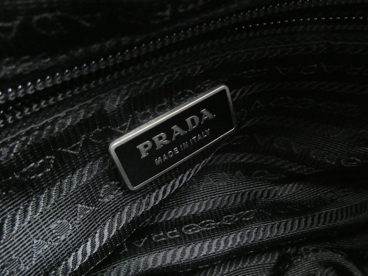 PRADA logo plate nylon shoulder bag