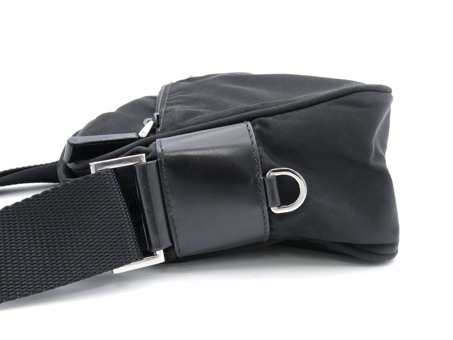 PRADA logo plate nylon shoulder bag