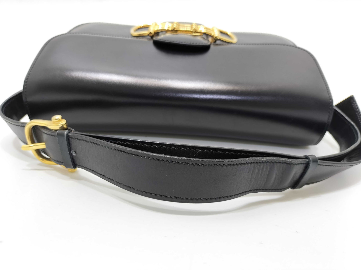 CELINE Leather Shoulder Bag with Gold Hardware