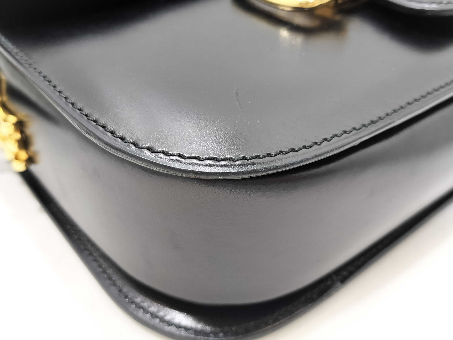 CELINE Leather Shoulder Bag with Gold Hardware