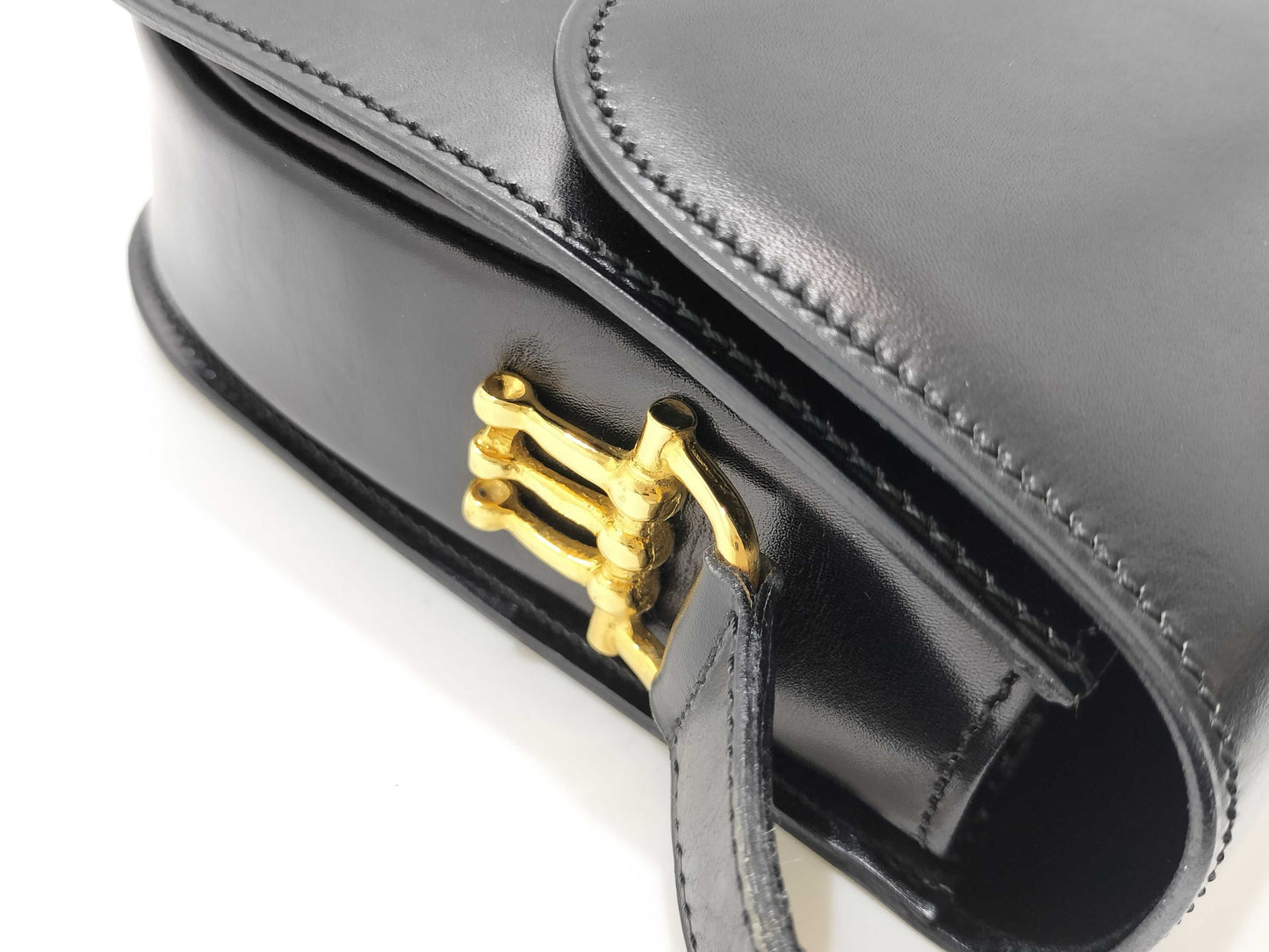 CELINE Leather Shoulder Bag with Gold Hardware