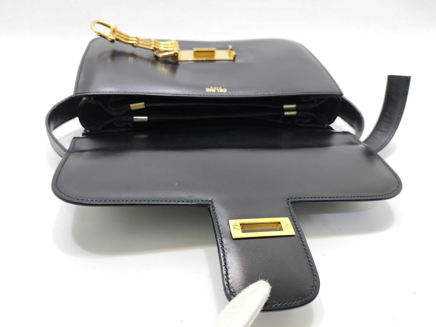 CELINE Leather Shoulder Bag with Gold Hardware
