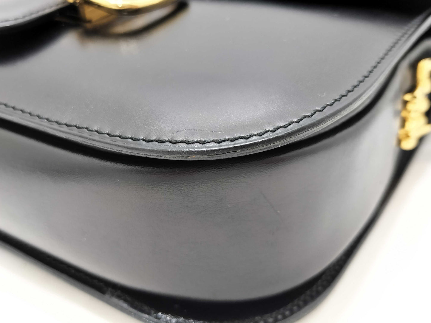 CELINE Leather Shoulder Bag with Gold Hardware