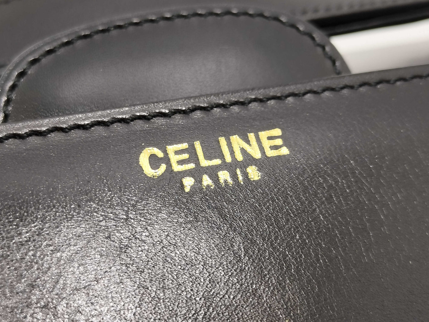 CELINE Leather Shoulder Bag with Gold Hardware