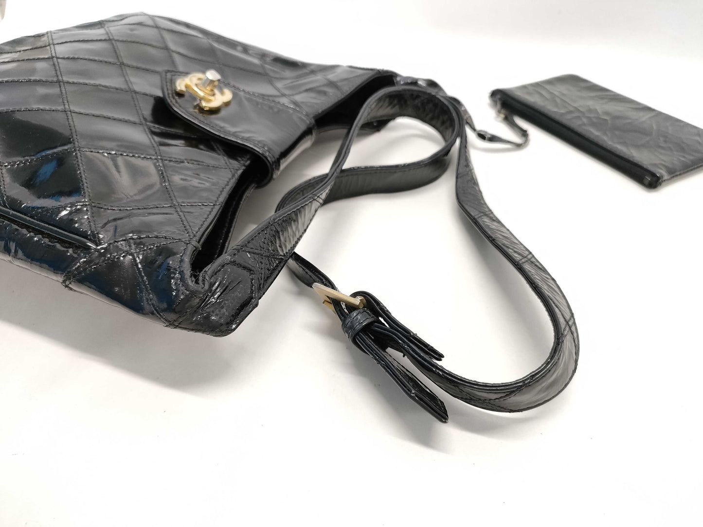 CHANEL Patent Bicolor Shoulder Bag
