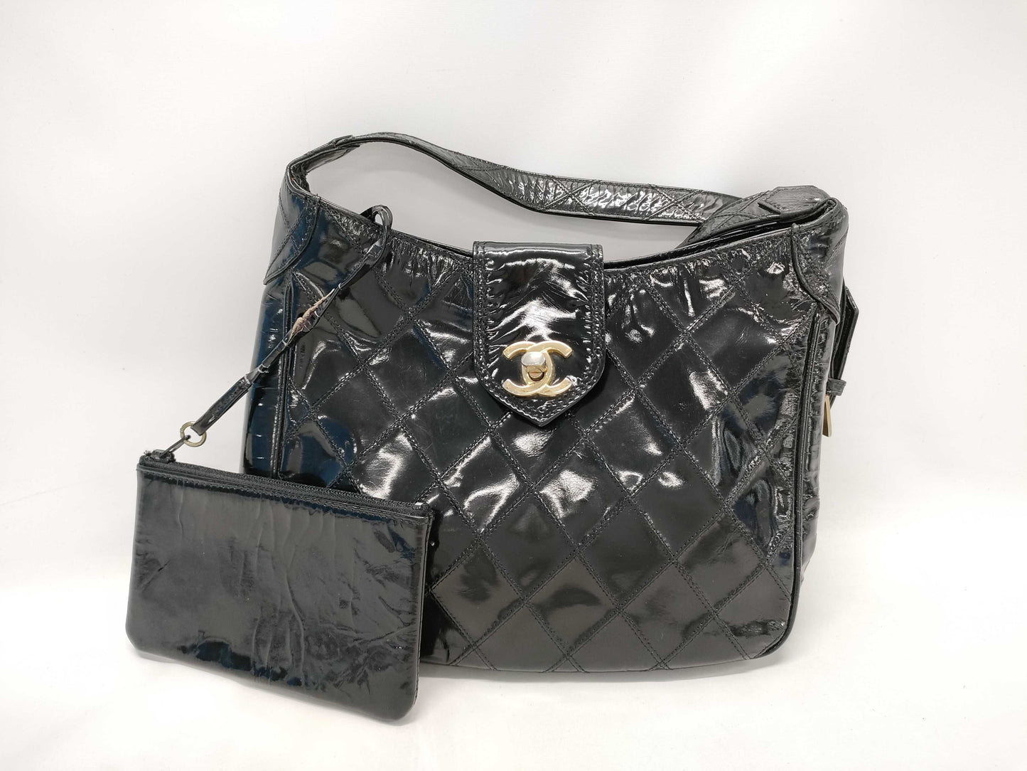 CHANEL Patent Bicolor Shoulder Bag