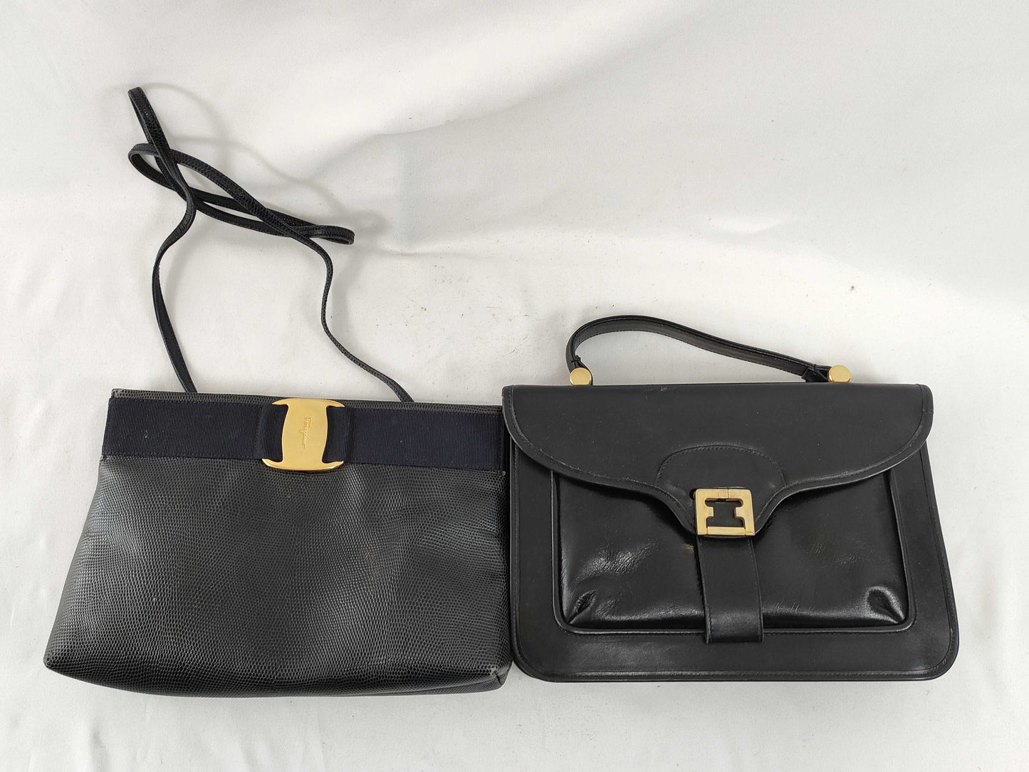 Salvatore Ferragamo Vara handbag and shoulder bag lizard set