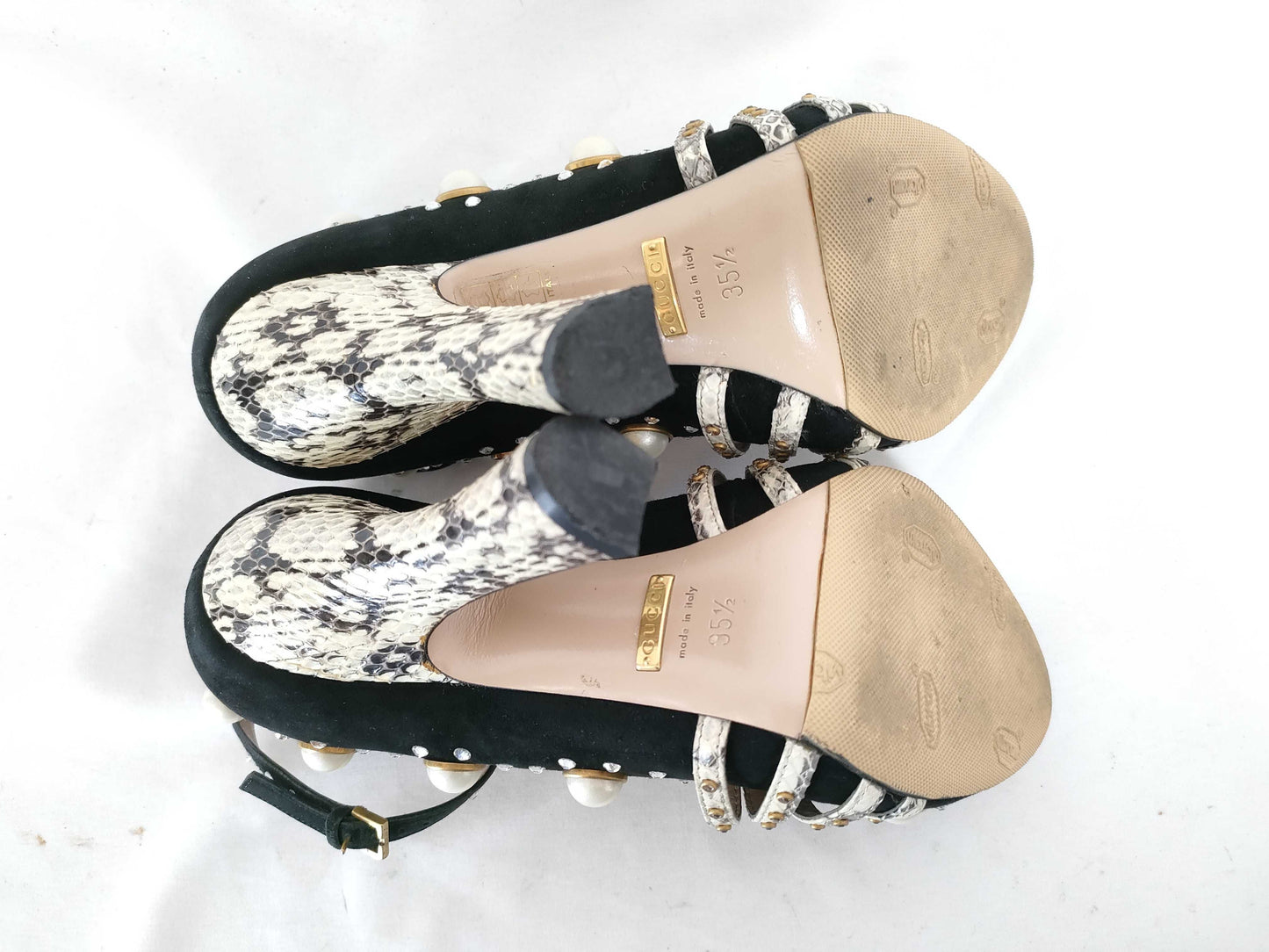 GUCCI GUCCI Tiger Head Python Pumps with Pearls