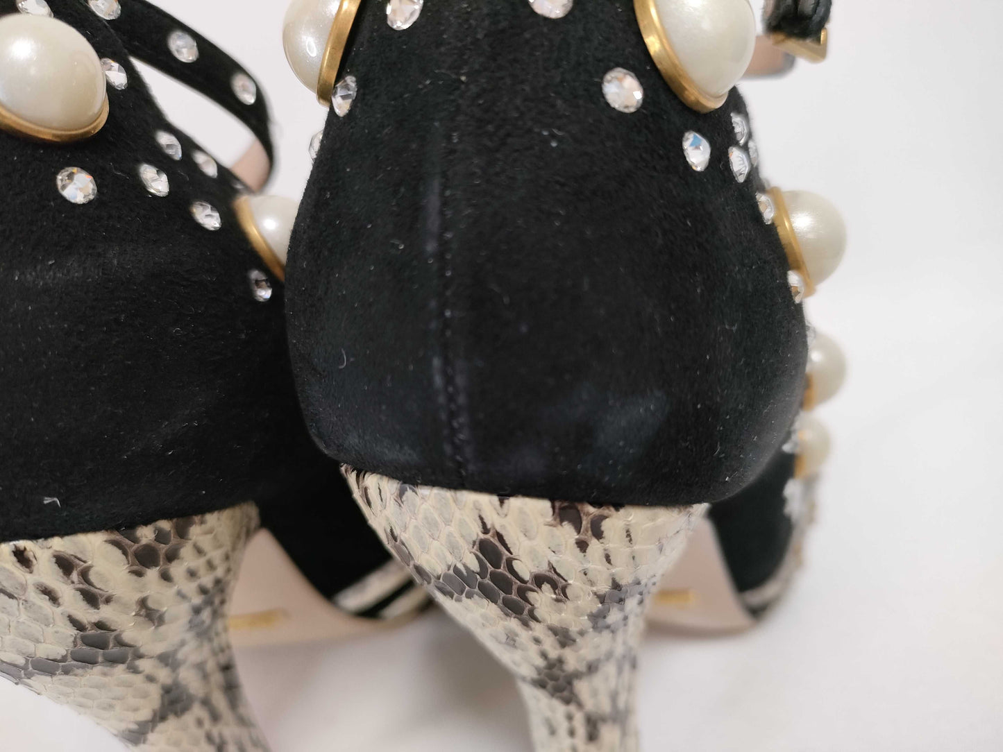GUCCI GUCCI Tiger Head Python Pumps with Pearls