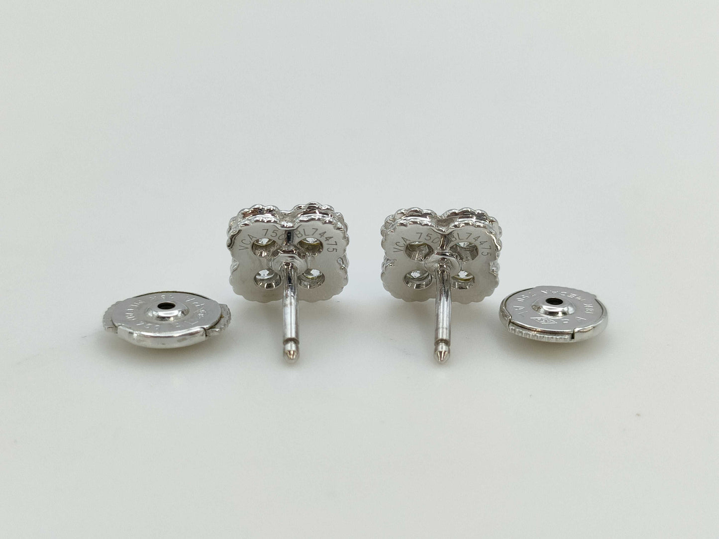 Van Cleef & Arpels Sweet Alhambra Diamond Earrings in 750 White Gold, 3.4g