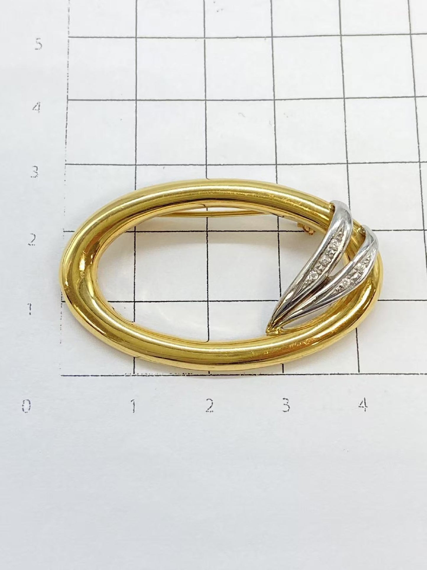 D0.04ct K18/Pt900 4.8g Brooch