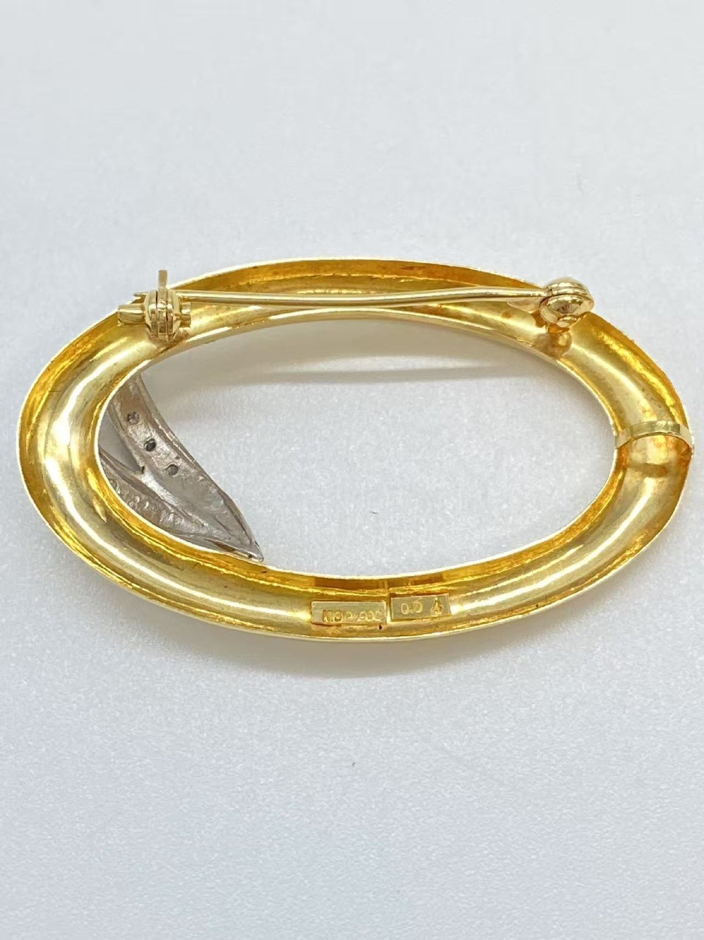 D0.04ct K18/Pt900 4.8g Brooch