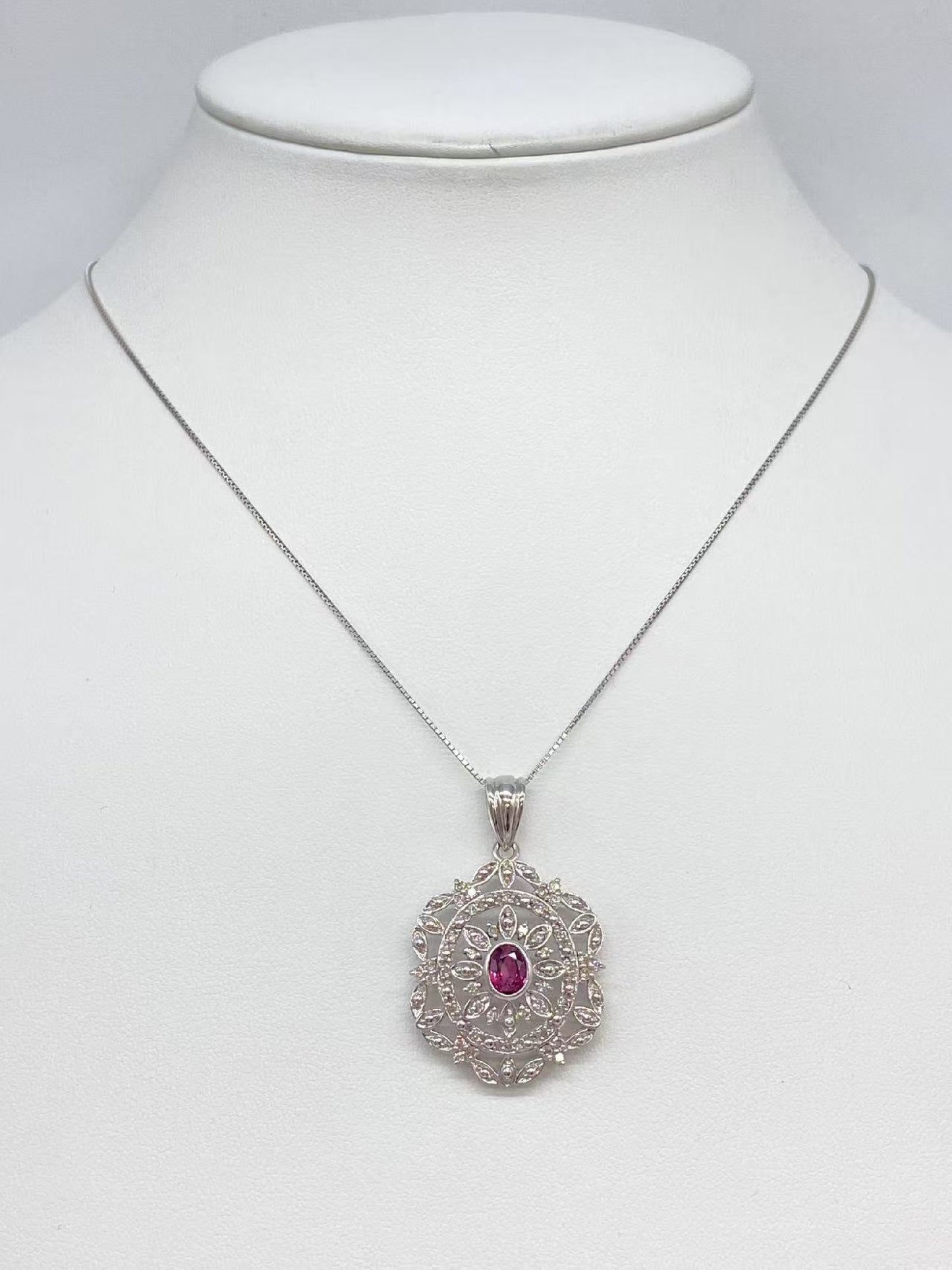R1.004ct D0.54ct K18WG 10.3g Necklace