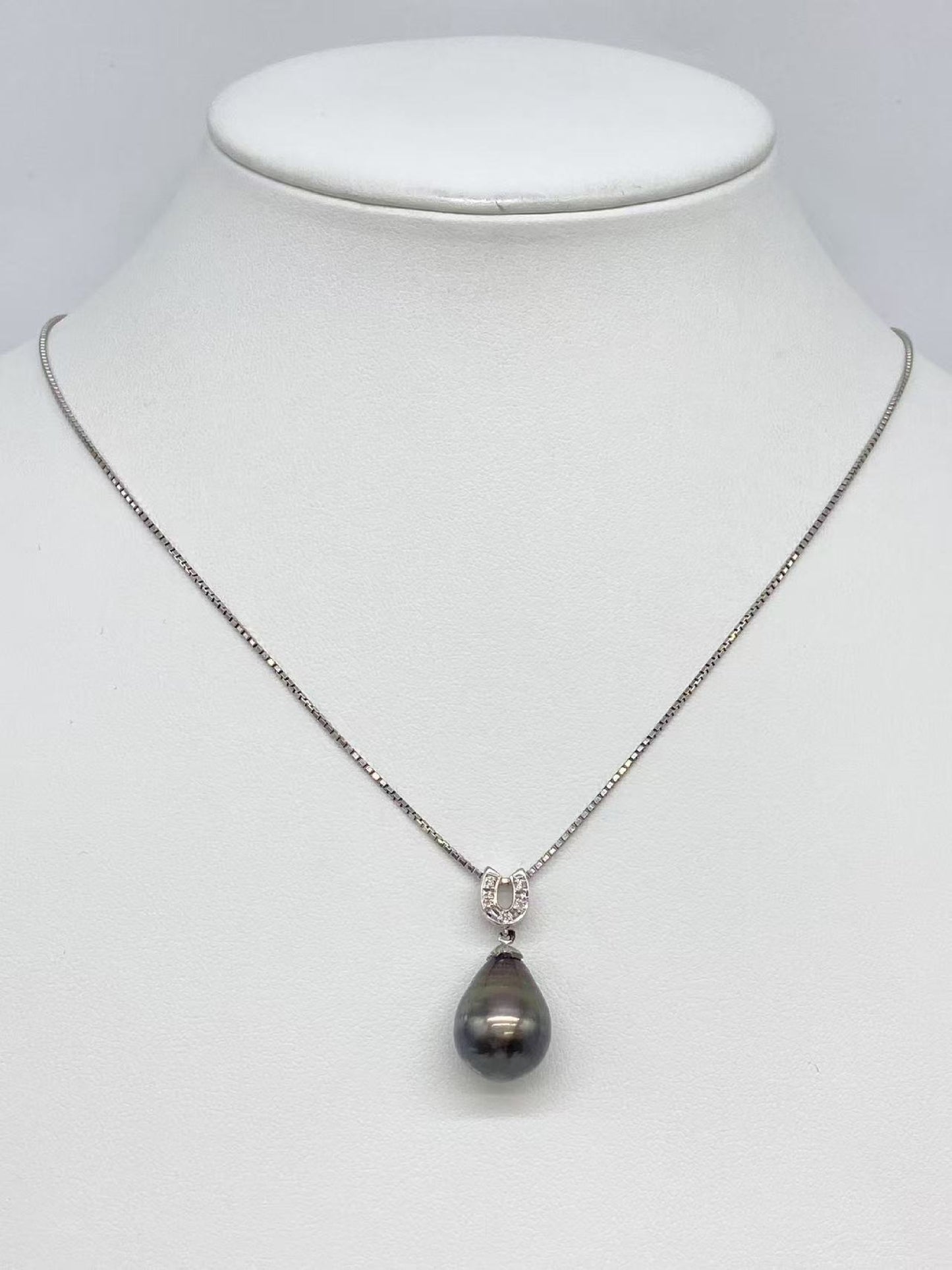 Pearl 12.3*17.0mm D 0.04ct Pt850/Pt900 9.0g Necklace