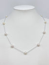 Pearl necklace, approximately 8.1-8.4mm, 10.4g, sterling silver
