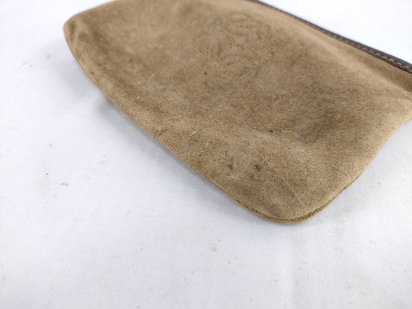 LOEWE Anagram Suede Pouch Brown