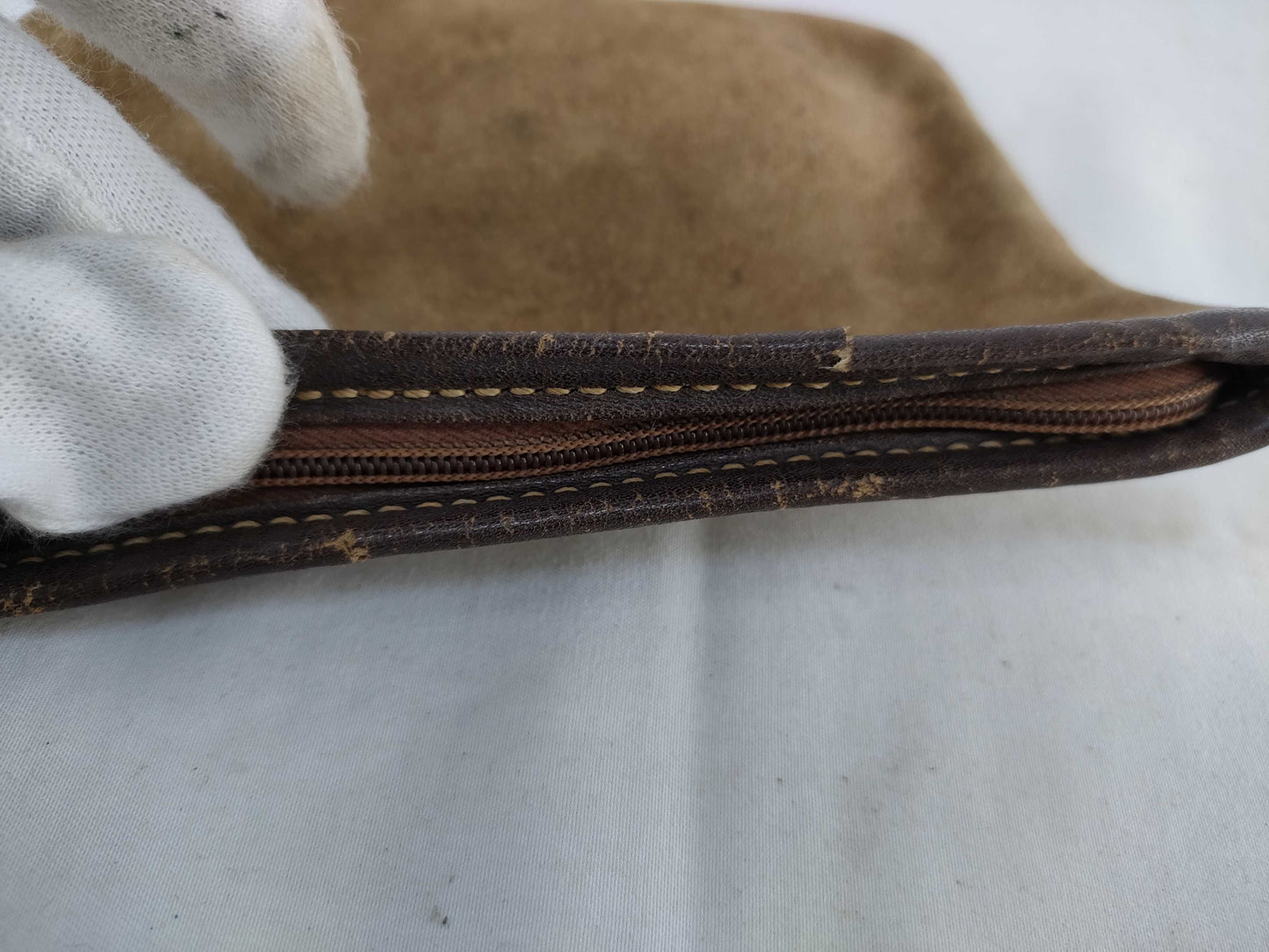 LOEWE Anagram Suede Pouch Brown