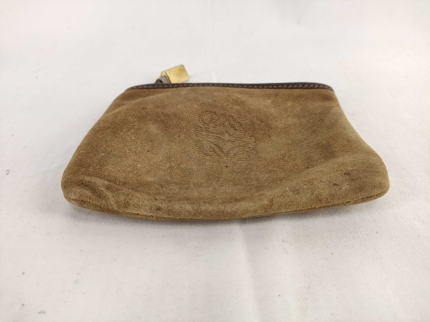 LOEWE Anagram Suede Pouch Brown