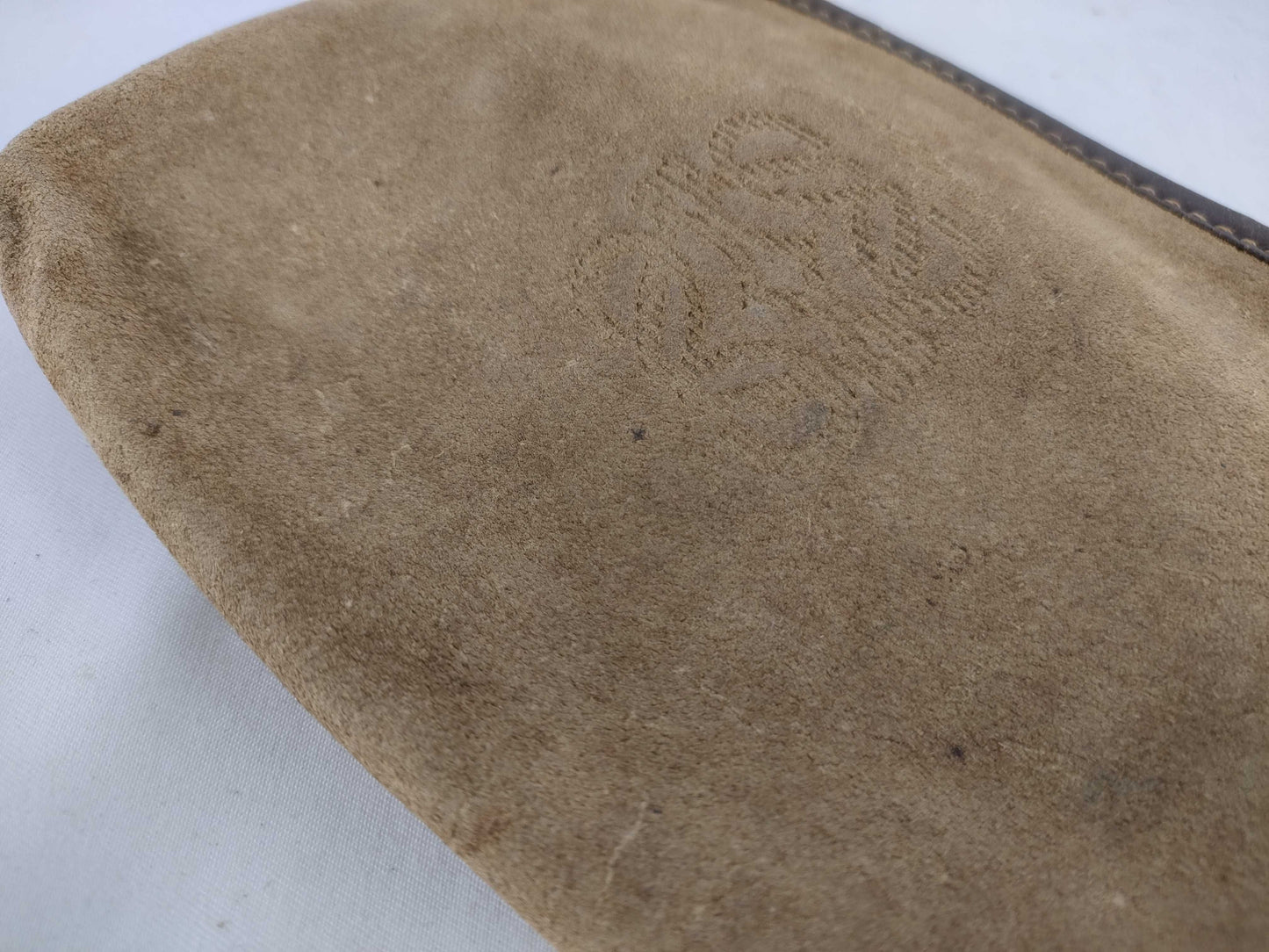 LOEWE Anagram Suede Pouch Brown