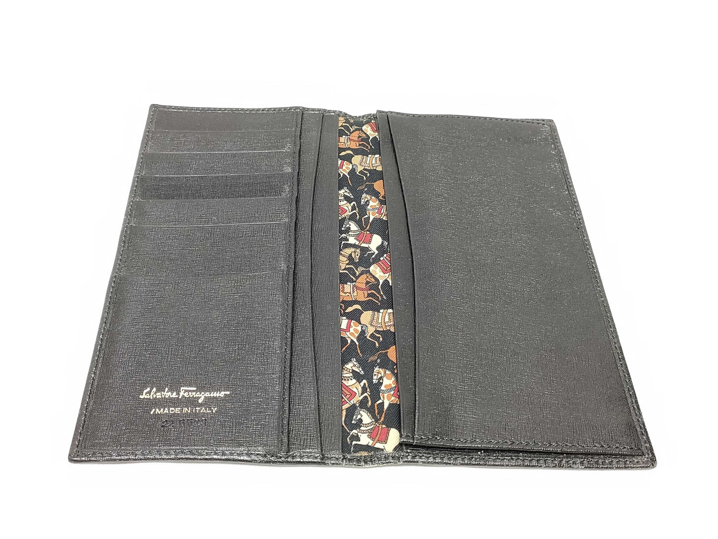 Salvatore Ferragamo Gancini Leather Long Wallet 226623 Black Billfold