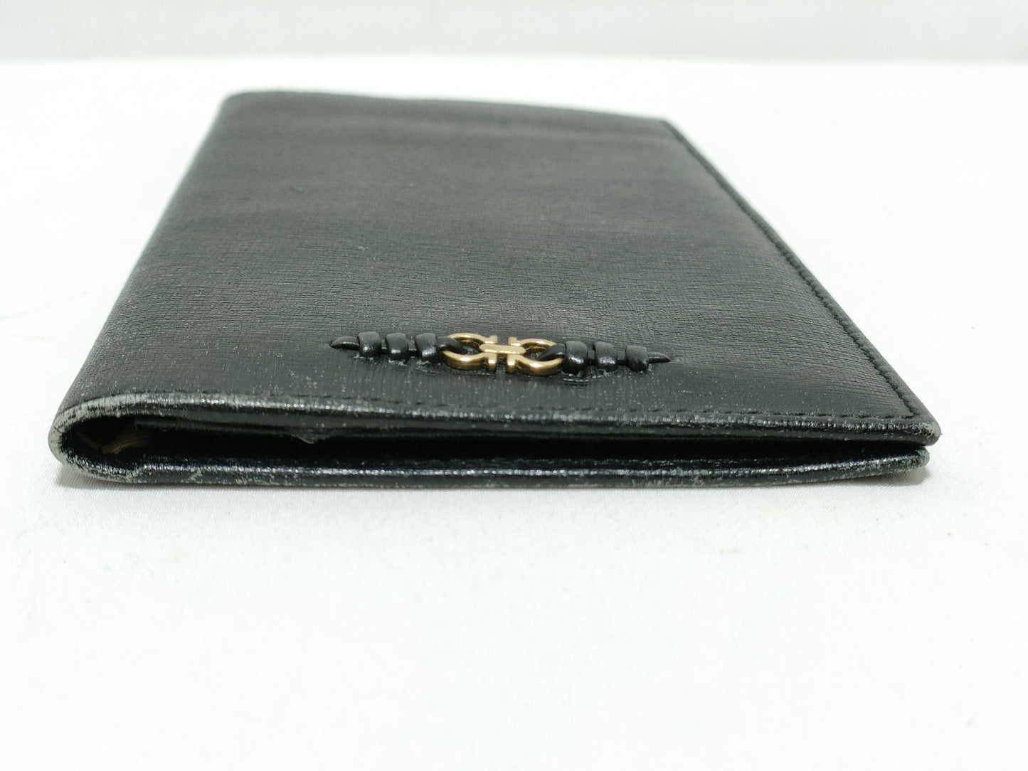 Salvatore Ferragamo Gancini Leather Long Wallet 226623 Black Billfold