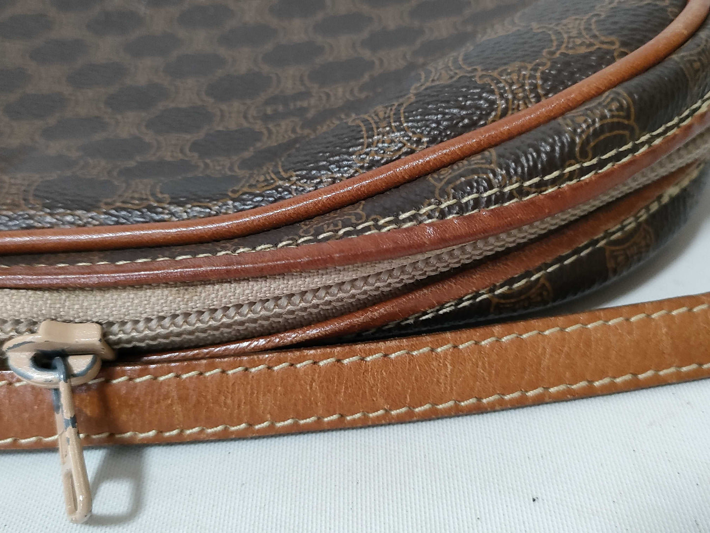 CELINE Triomphe PVC Shoulder Bag Brown Shoulder Bag