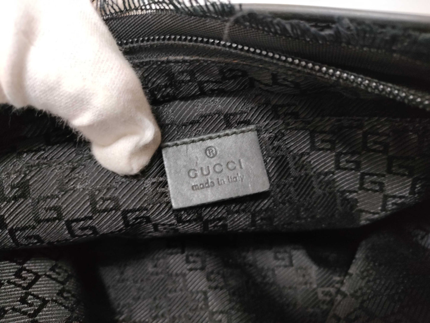 GUCCI Nylon Canvas Shoulder Bag 019・0375 001553 Black Shoulder Bag
