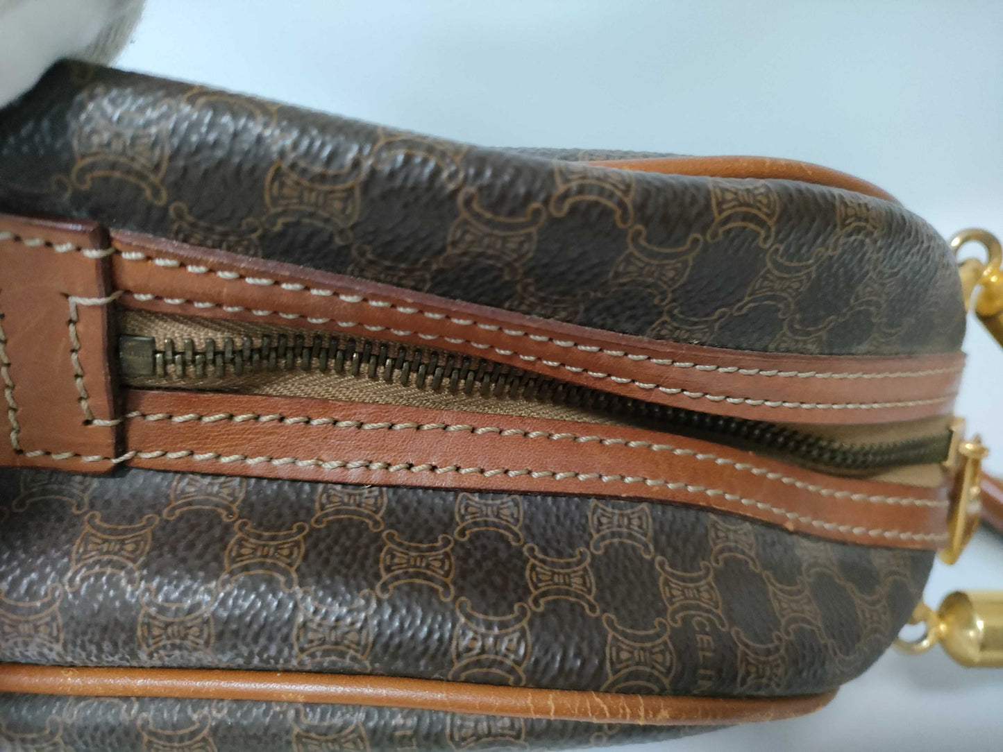 CELINE Macadam PVC and Leather Handbag M95 Brown