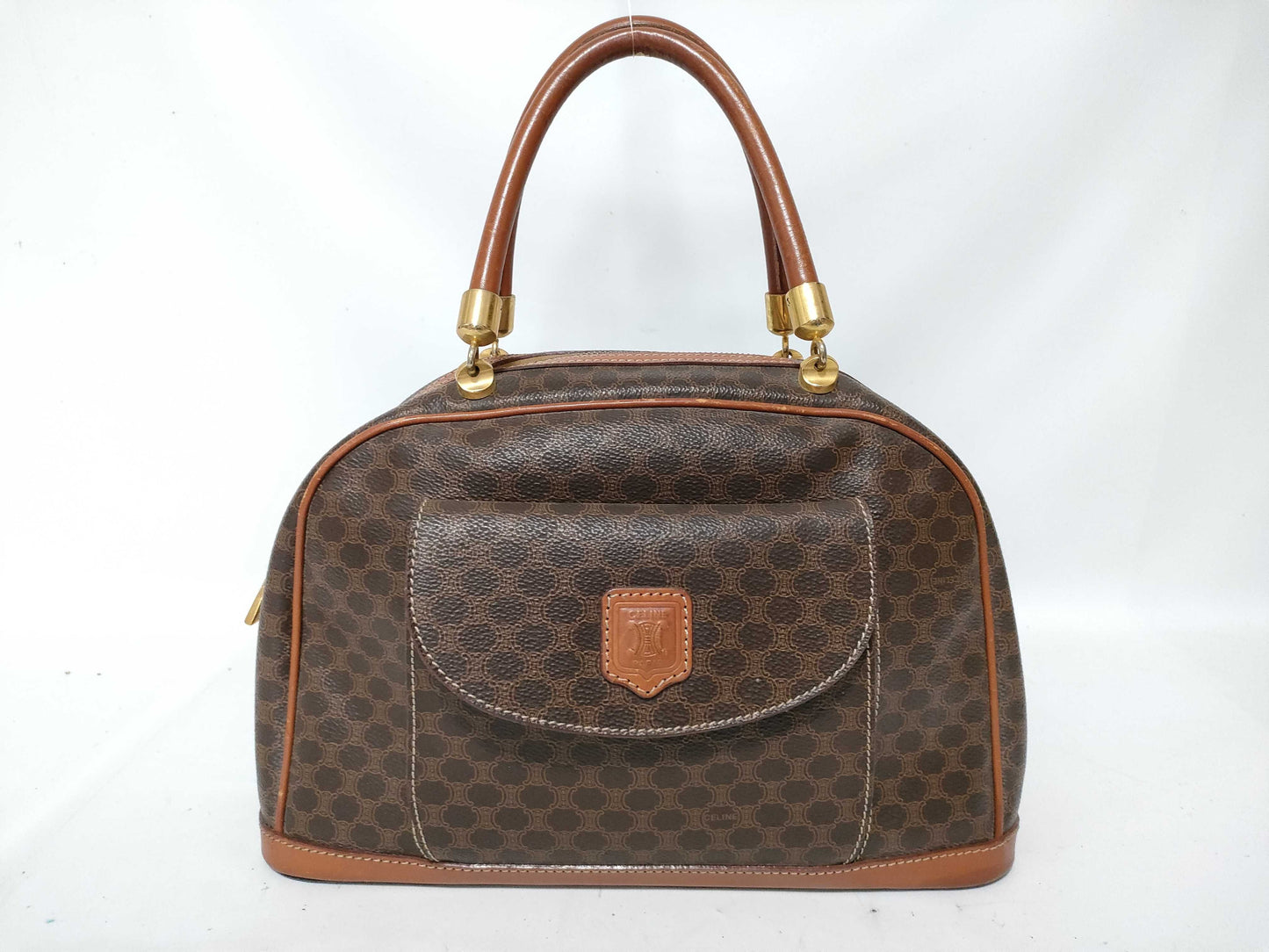 CELINE Macadam PVC and Leather Handbag M95 Brown