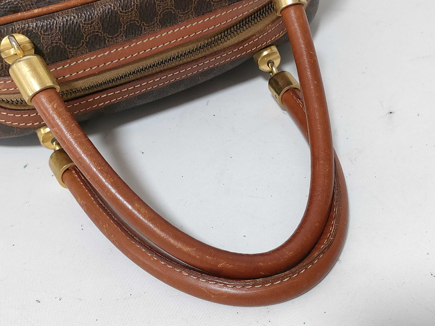 CELINE Macadam PVC and Leather Handbag M95 Brown