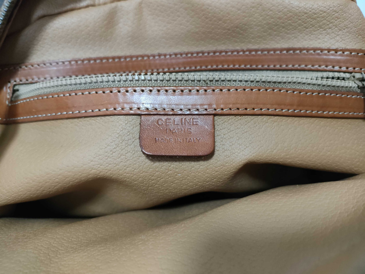 CELINE Macadam PVC and Leather Handbag M95 Brown
