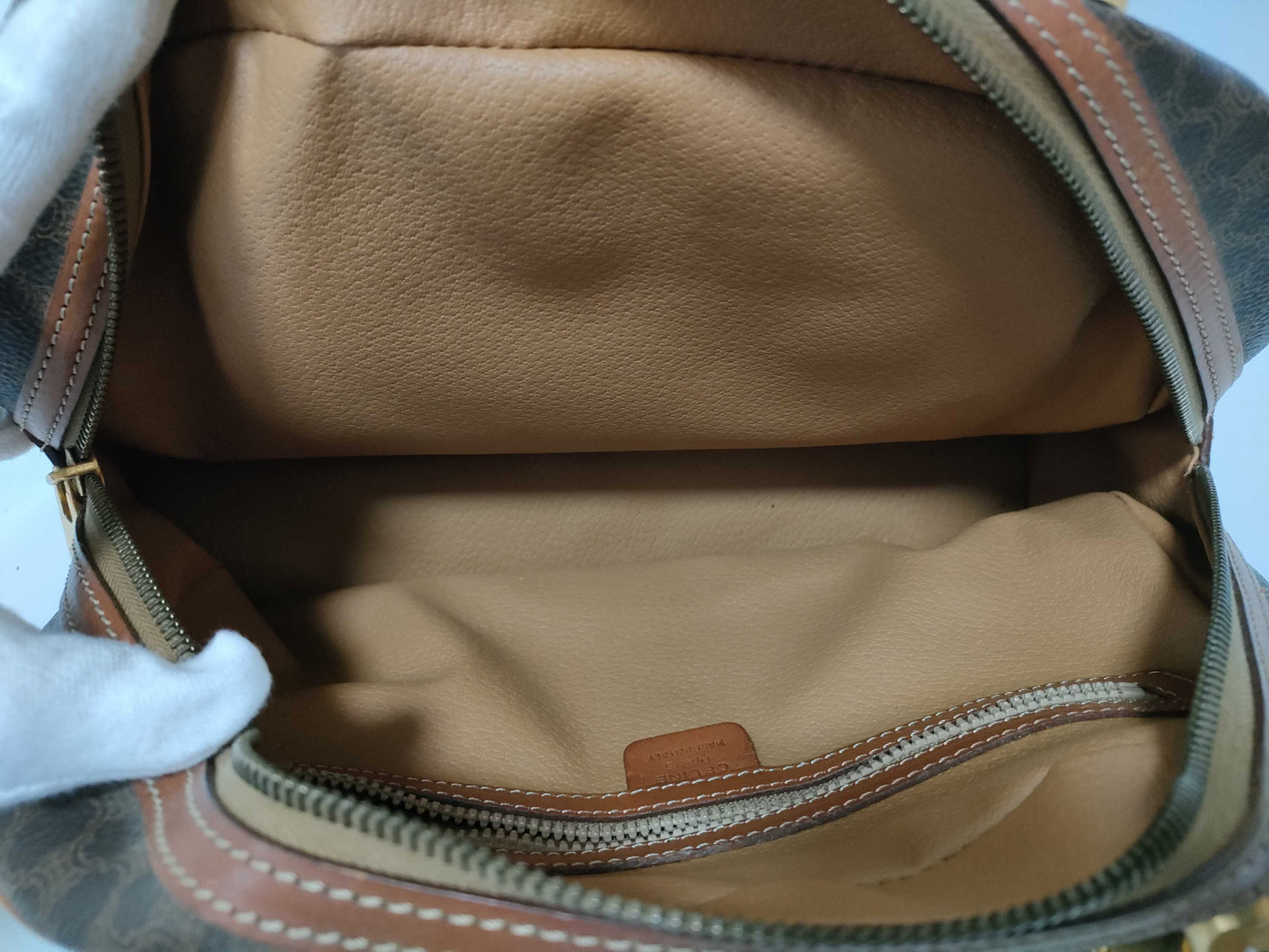 CELINE Macadam PVC and Leather Handbag M95 Brown