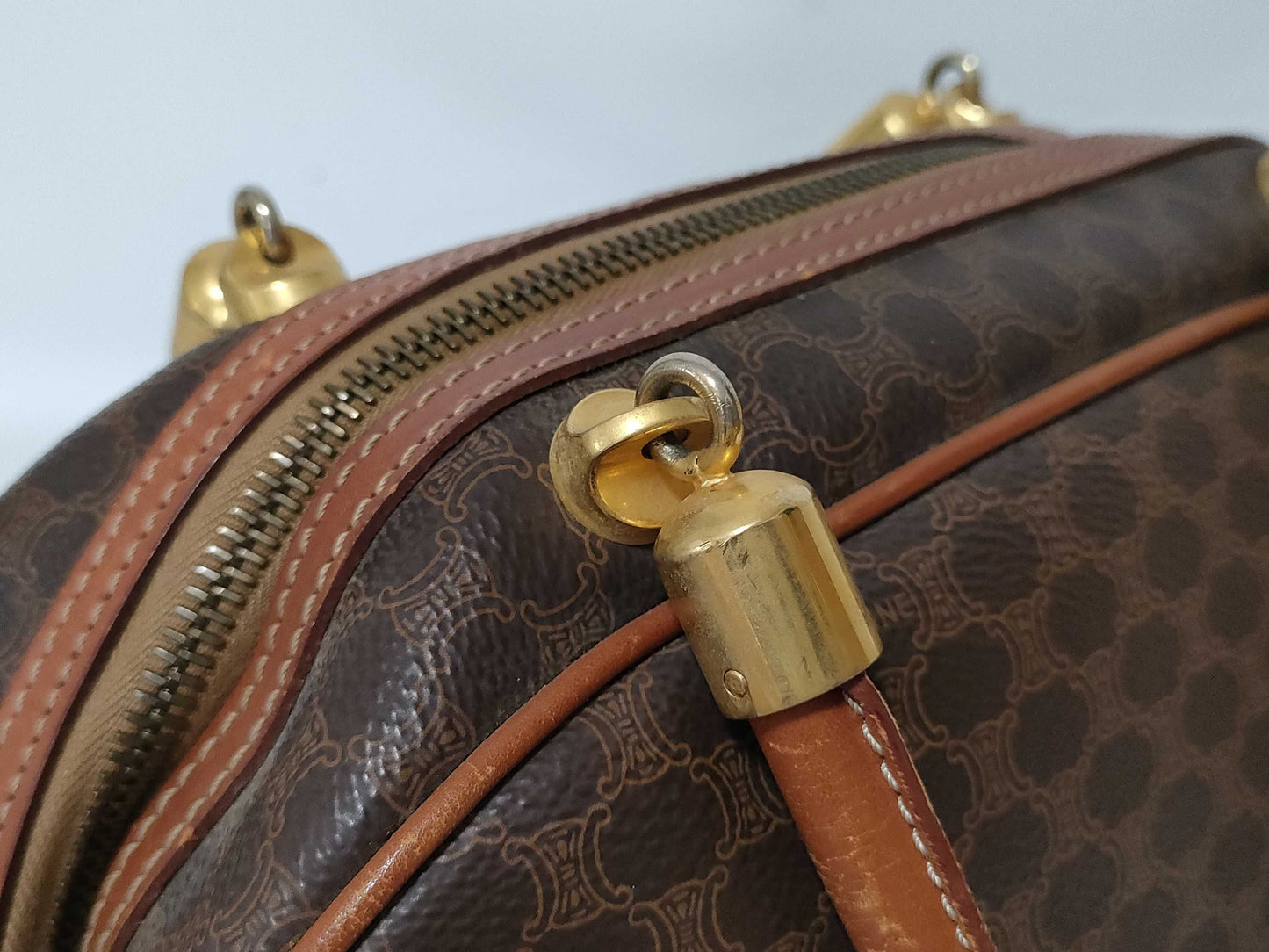 CELINE Macadam PVC and Leather Handbag M95 Brown